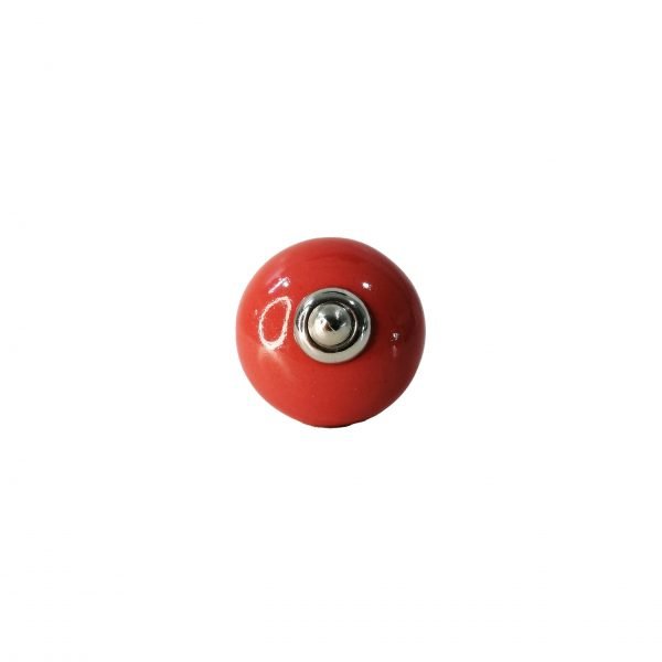 Red Round Ceramic Knob 3.8cm x 7cm