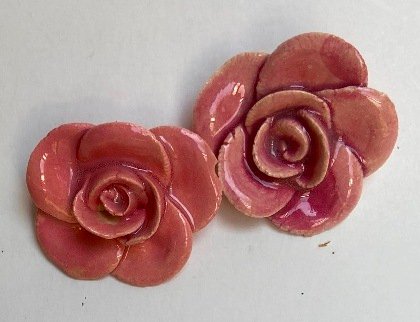 Pink Botanical Roses Small 2pc Mosaic Inserts
