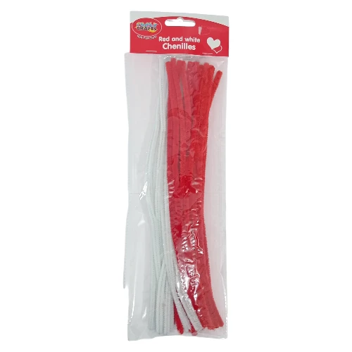 Crazy Crafts Chenilles Sticks Set | Red And White, 35cm