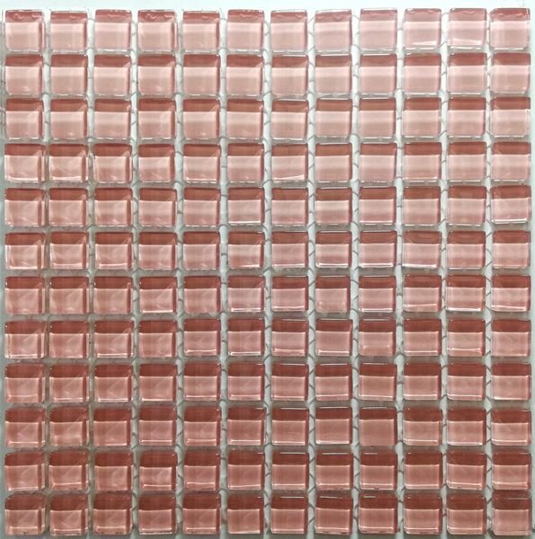 Soft Pink Crystal Glass Mosaic Tiles (Sheet Size 15x15cm)