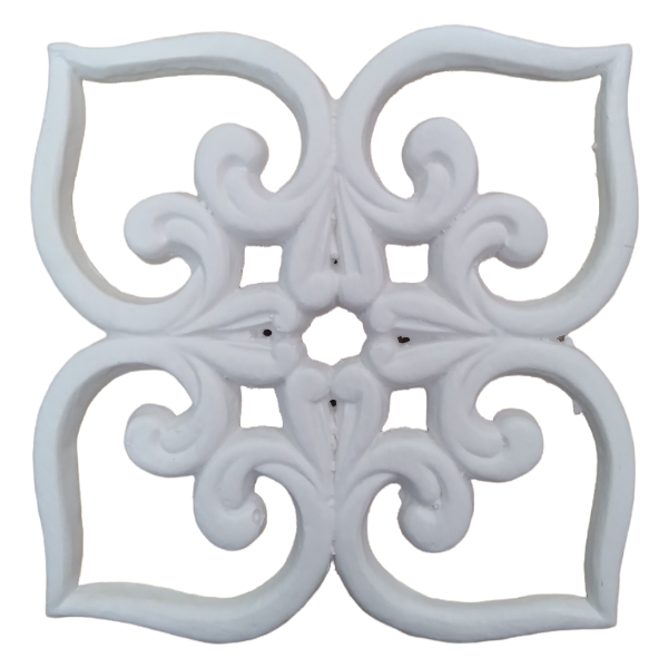 White Square Furn Flower Resin Embellishment