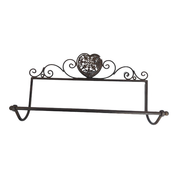 Antique Heart Towel Rack | Rust